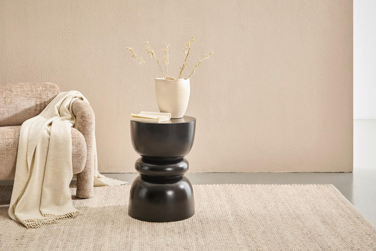 BEISTELLTISCH Mangoholz vollmassiv Schwarz rund  - Schwarz, KONVENTIONELL, Holz (36/50/36cm) - Livetastic