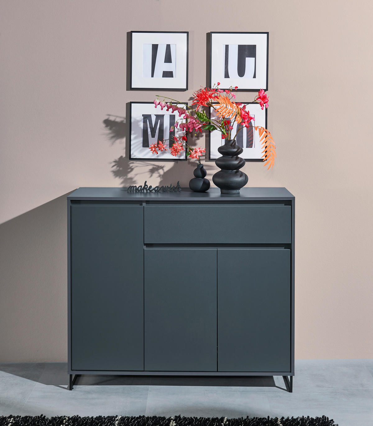 KOMODA, antracit  - antracit, Konvencionalno, leseni material (118/103/38cm) - MID.YOU