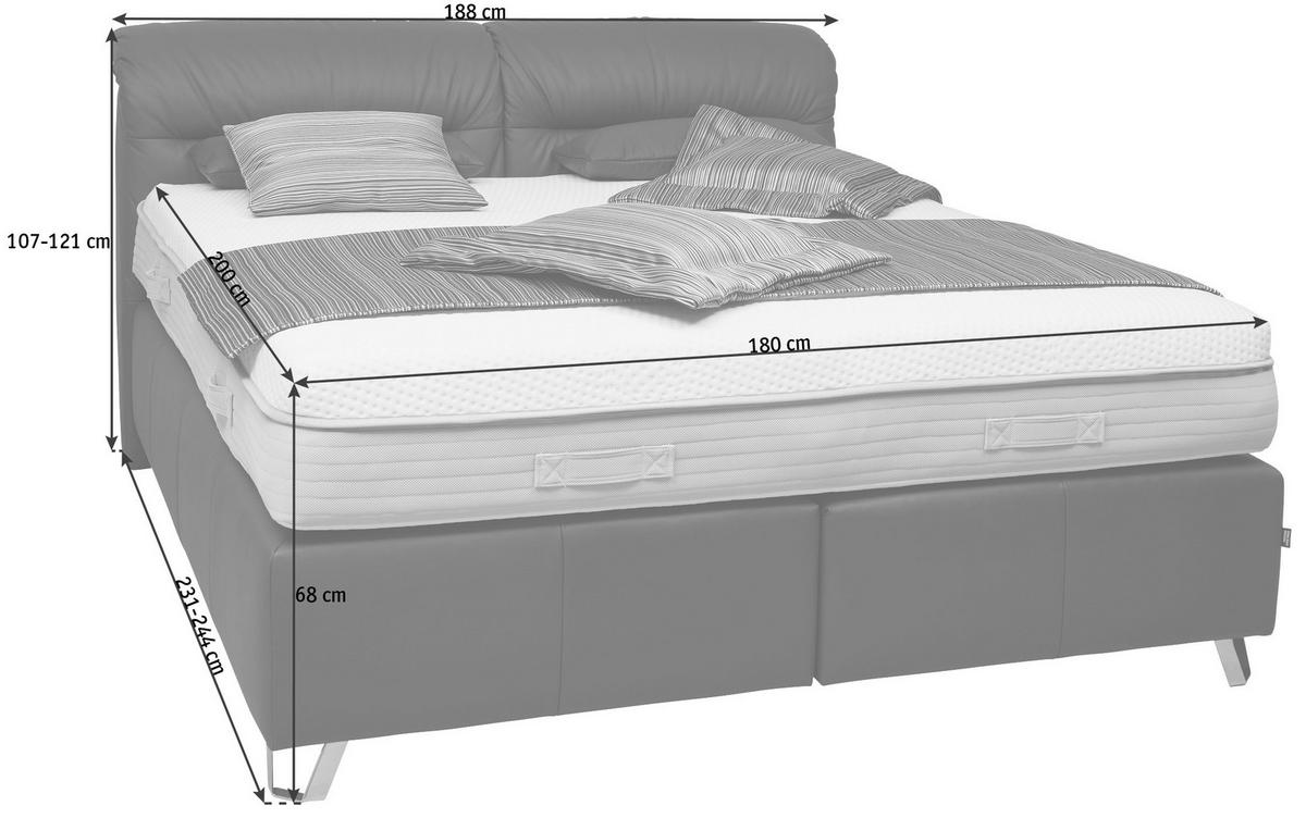 POSTELJA BOXSPRING 180 cm   x 200 cm  , usnje črna  - barve kroma/črna, Design, usnje (180/200cm) - Dieter Knoll