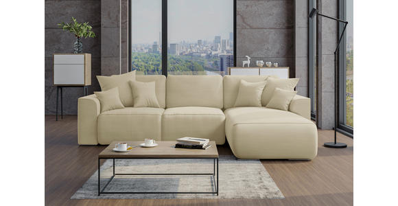 ECKSOFA Beige Cord  - Chromfarben/Beige, KONVENTIONELL, Kunststoff/Textil (293/195cm) - Carryhome