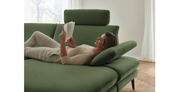 WOHNLANDSCHAFT  in Chenille, Flachgewebe Grün  - Schwarz/Grün, Design, Textil/Metall (208/344/180cm) - Dieter Knoll