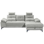 ECKSOFA Hellgrau Mikrovelours  - Chromfarben/Hellgrau, KONVENTIONELL, Kunststoff/Textil (270/170cm) - Carryhome