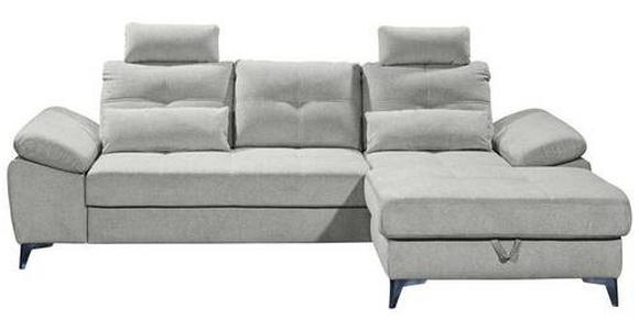 ECKSOFA Hellgrau Mikrovelours  - Chromfarben/Hellgrau, KONVENTIONELL, Kunststoff/Textil (270/170cm) - Carryhome