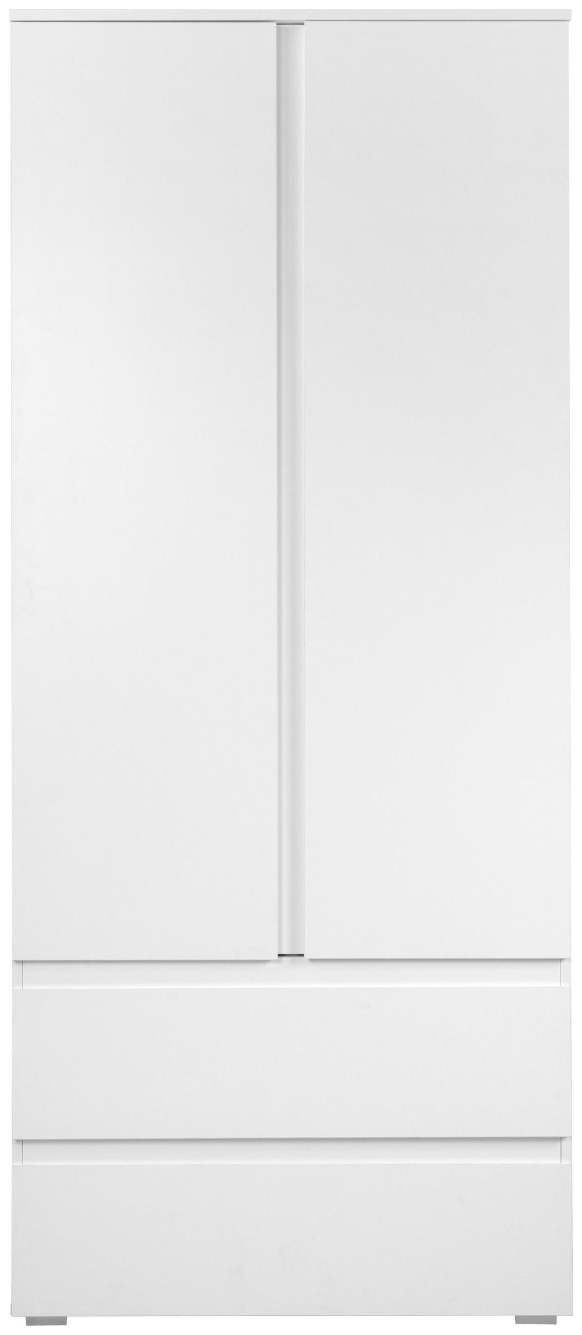 NYÍLÓAJTÓS SZEKRÉNY fehér  - fehér, Basics, faalapú anyag (80/191/55cm) - MID.YOU