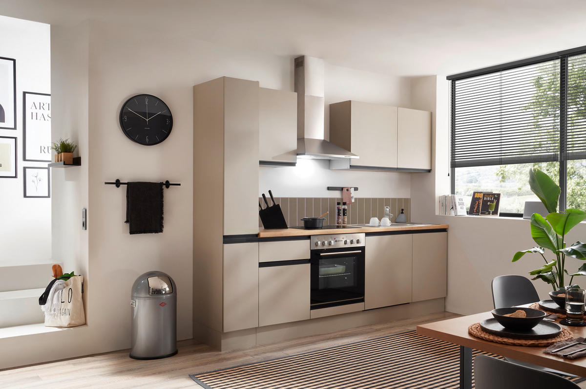 KÜCHENBLOCK 250 cm   in Seidengrau  - Eichefarben/Seidengrau, Trend, Holzwerkstoff/Metall (250cm) - P & B