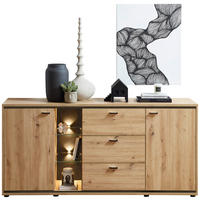 SIDEBOARD Anthrazit, Eiche Artisan  180/86/49 cm  - Anthrazit/Schwarz, Design, Glas/Holzwerkstoff (180/86/49cm) - Stylife