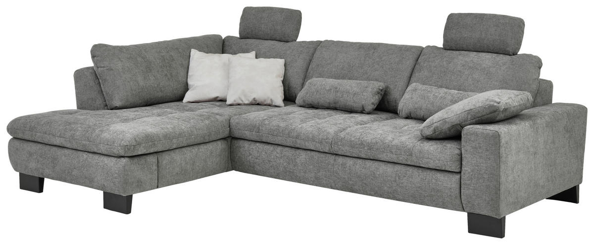 HÖRNSOFFA i chenille grå  - svart/grå, Modern, metall/textil (197/84/289cm) - Livetastic