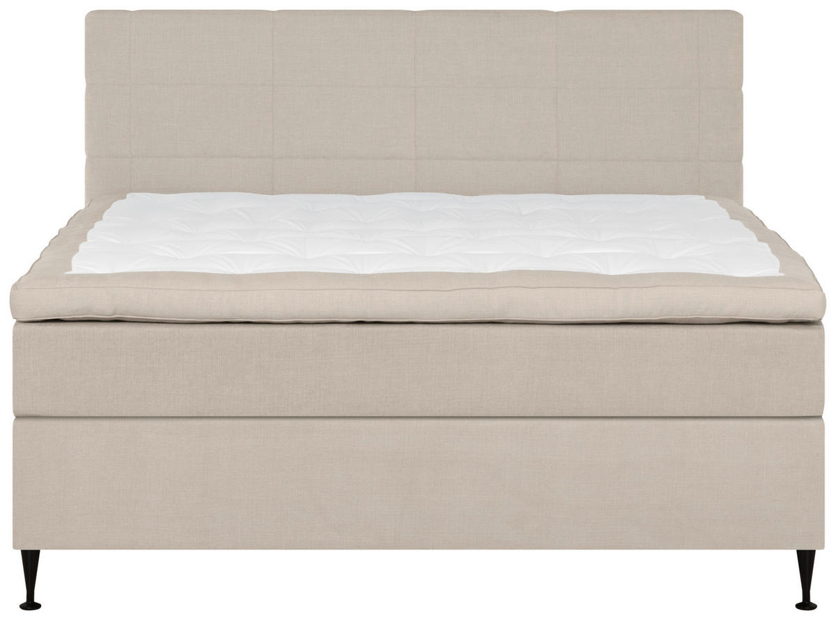 KONTINENTALSÄNG 180/200 cm  i beige  - beige/svart, Klassisk, metall/textil (180/200cm) - Novel