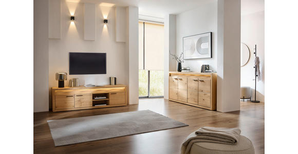 LOWBOARD 188,8/57,4/48 cm  - Eichefarben/Schwarz, KONVENTIONELL, Holz/Metall (188,8/57,4/48cm) - Linea Natura