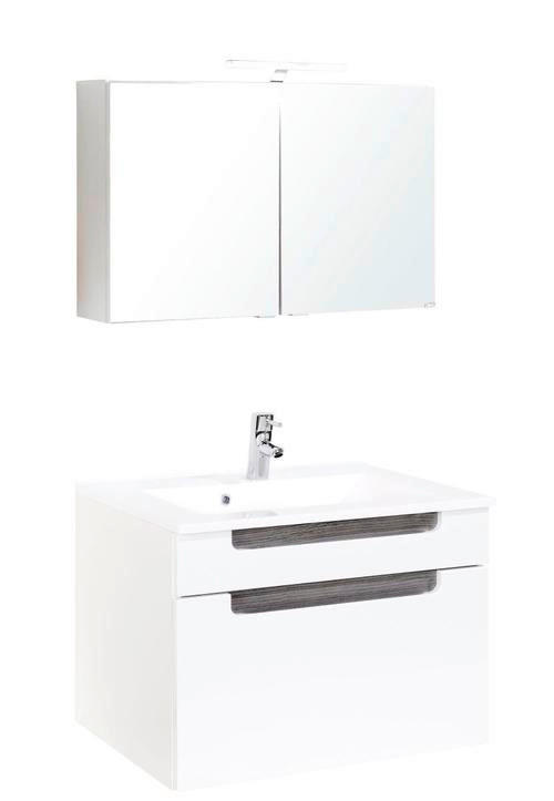 BADEZIMMER  in 80 cm  - Weiss/Silbereichenfarben, Modern, Holzwerkstoff/Stein (80cm) - Held