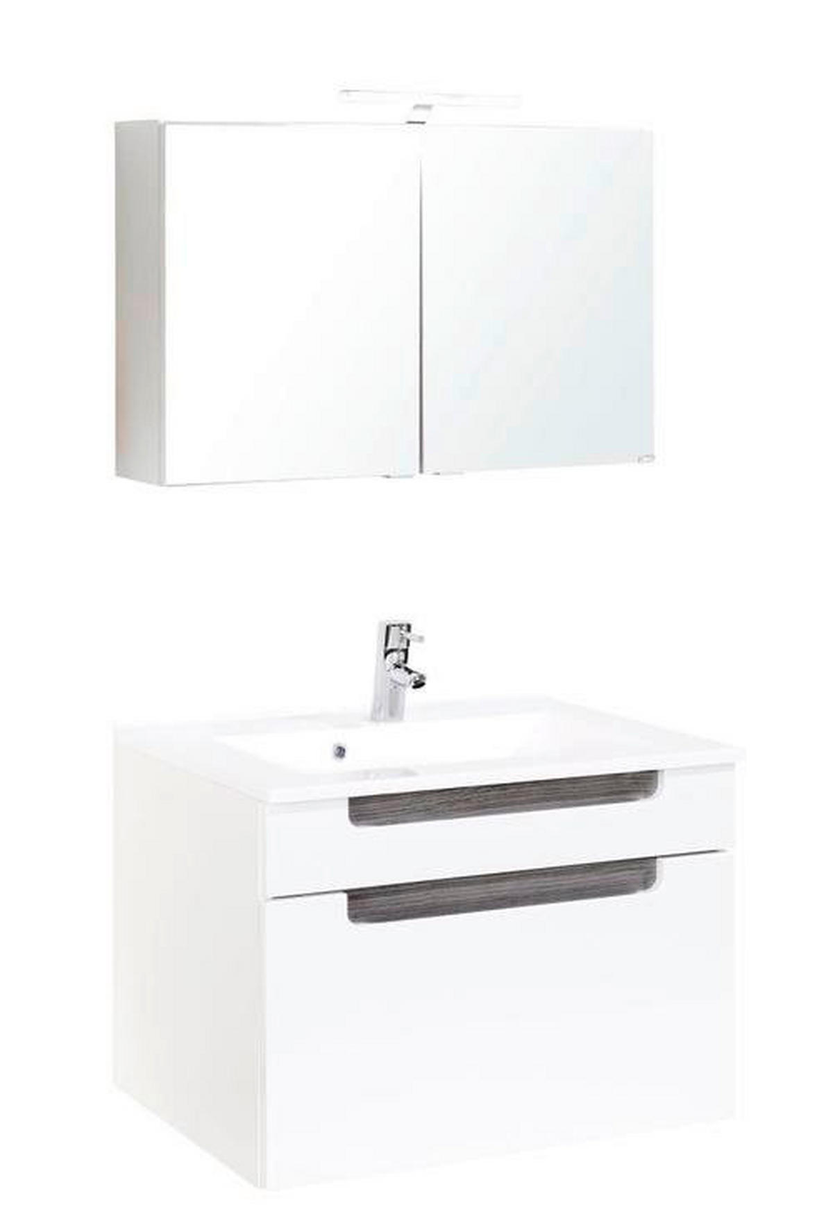 BADEZIMMER  in 80 cm  - Weiss/Silbereichenfarben, Modern, Holzwerkstoff/Stein (80cm) - Held