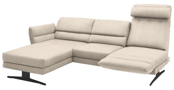 ECKSOFA  in Flachgewebe Magnolie  176-217/279-327 cm  - Magnolie/Schwarz, Design, Textil/Metall (176-217/279-327cm) - Dieter Knoll