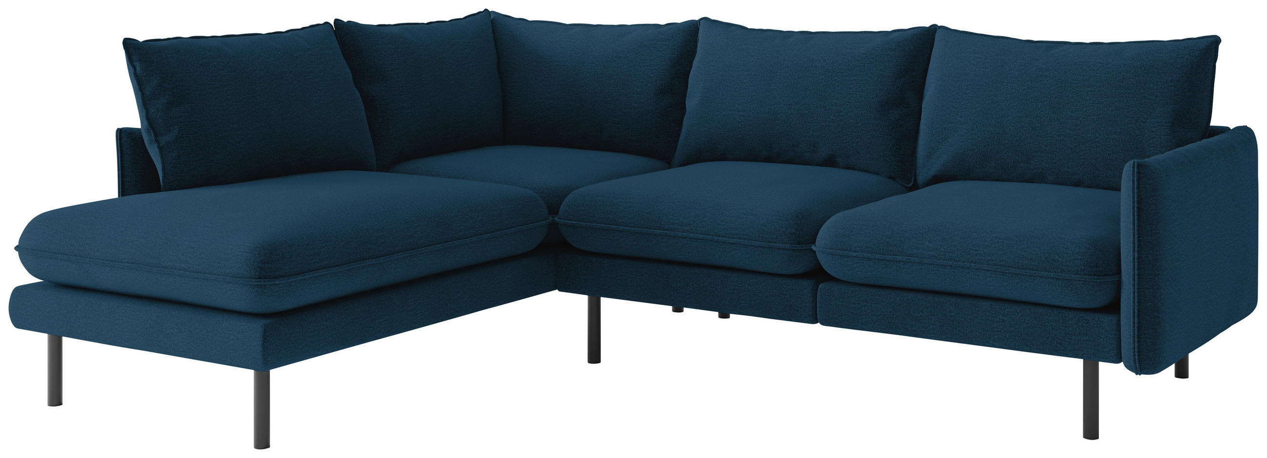 ECKSOFA Samos Blau Flachgewebe  - Blau/Schwarz, Design, Textil/Metall (204/267cm) - Livetastic