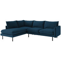 ECKSOFA Samos Blau Flachgewebe  - Blau/Schwarz, Design, Textil/Metall (204/267cm) - Livetastic
