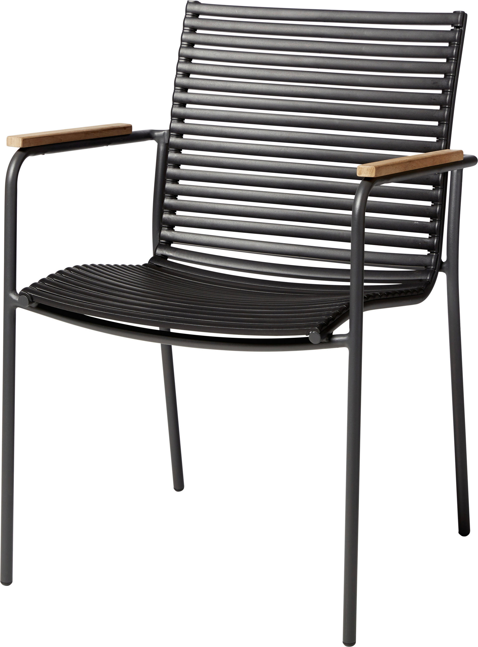 STAPELSTUHL Anthrazit, Schwarz, Teakfarben  - Anthrazit/Schwarz, KONVENTIONELL, Holz/Kunststoff (60/84/56cm) - Gardenson