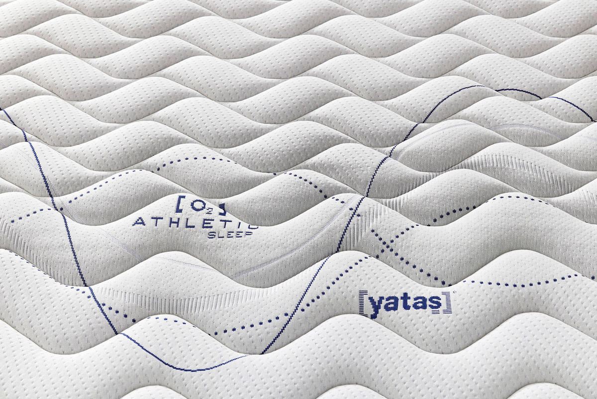 TASCHENFEDERKERNMATRATZE Athletic, 200/200 cm, Höhe ca.: 28 cm, H3 = fest,  - Weiß/Dunkelblau, Basics, Textil (200/200cm) - Yatas