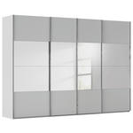 SCHWEBETÜRENSCHRANK  in Seidengrau  - Chromfarben/Seidengrau, Design, Glas/Holzwerkstoff (316/235/68cm) - Novel