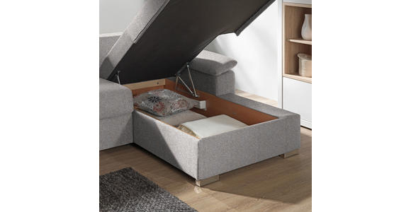 ECKSOFA in Flachgewebe Blaugrau - Chromfarben/Blaugrau, KONVENTIONELL, Textil/Metall (285/176cm) - Novel