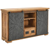 SIDEBOARD  in 145/85/40 cm  - Schwarz/Naturfarben, Design, Holz/Metall (145/85/40cm) - Ambia Home