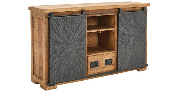 SIDEBOARD  in 145/85/40 cm  - Schwarz/Naturfarben, Design, Holz/Metall (145/85/40cm) - Ambia Home