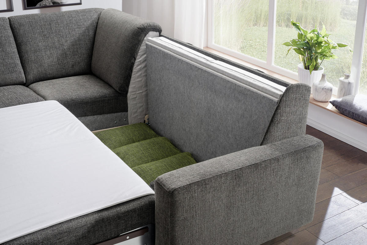 WOHNLANDSCHAFT in Chenille Anthrazit  - Anthrazit/Alufarben, KONVENTIONELL, Textil (158/323/237cm) - Sedda