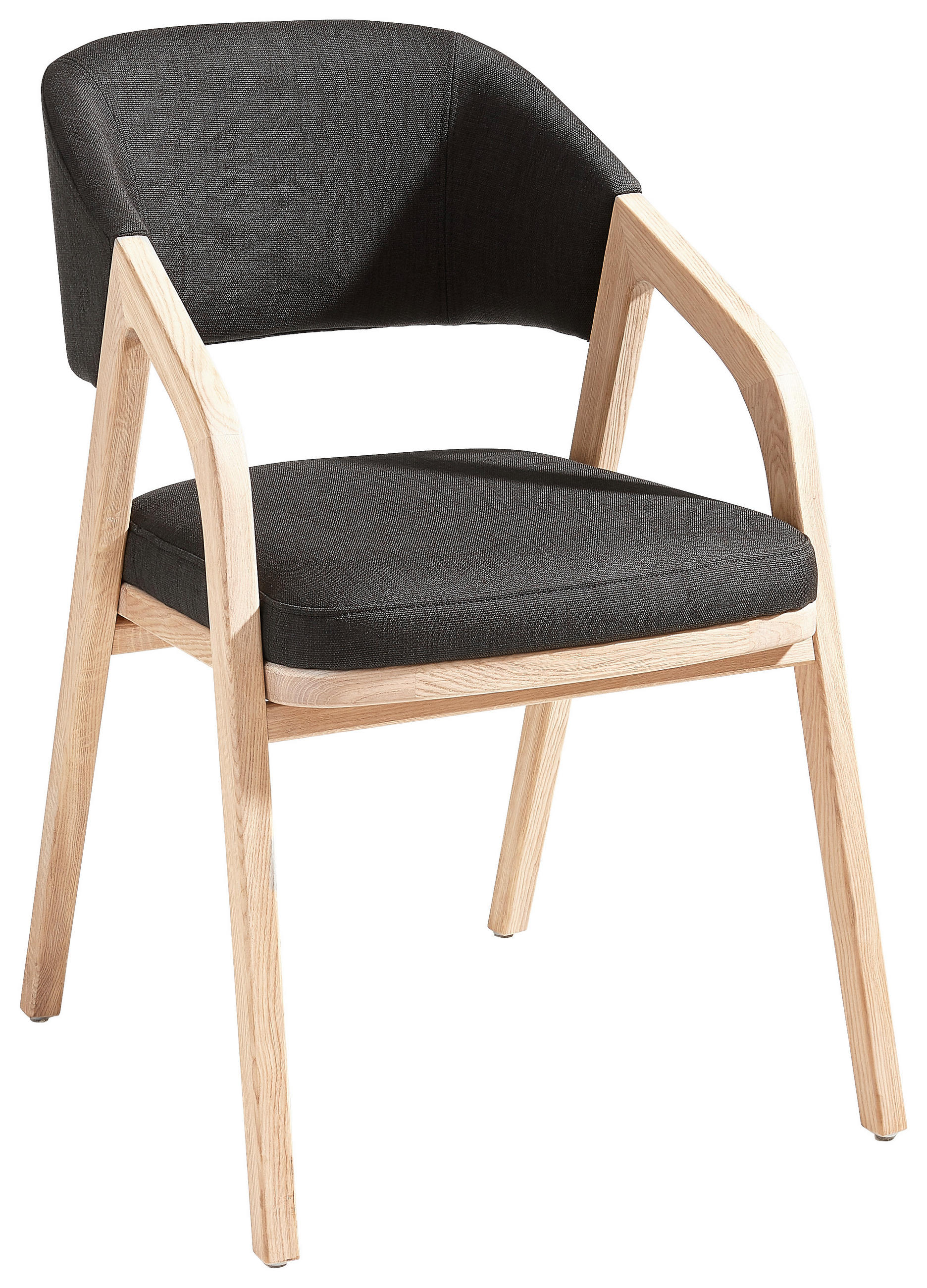 STUHL Webstoff Anthrazit, Eichefarben Asteiche massiv Stoffauswahl - Eichefarben/Anthrazit, Natur, Holz/Textil (52/80/58cm) - Linea Natura