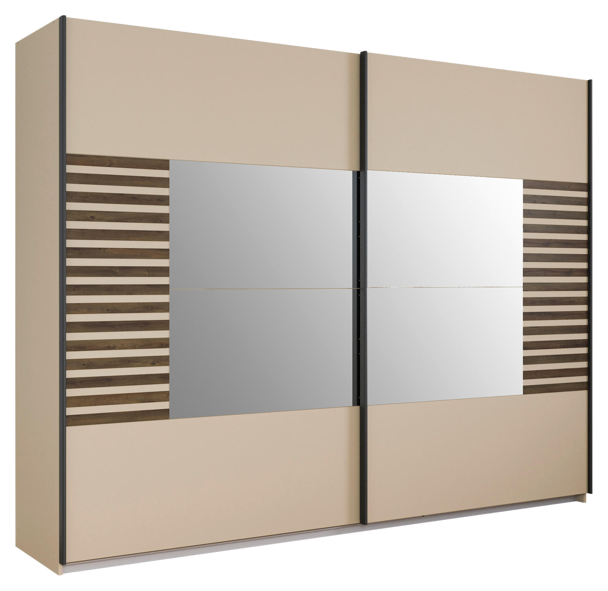 SCHWEBETÜRENSCHRANK in Champagner, Eiche dunkel  - Eiche dunkel/Champagner, Modern, Holzwerkstoff/Metall (271/210/62cm) - Rauch Möbel