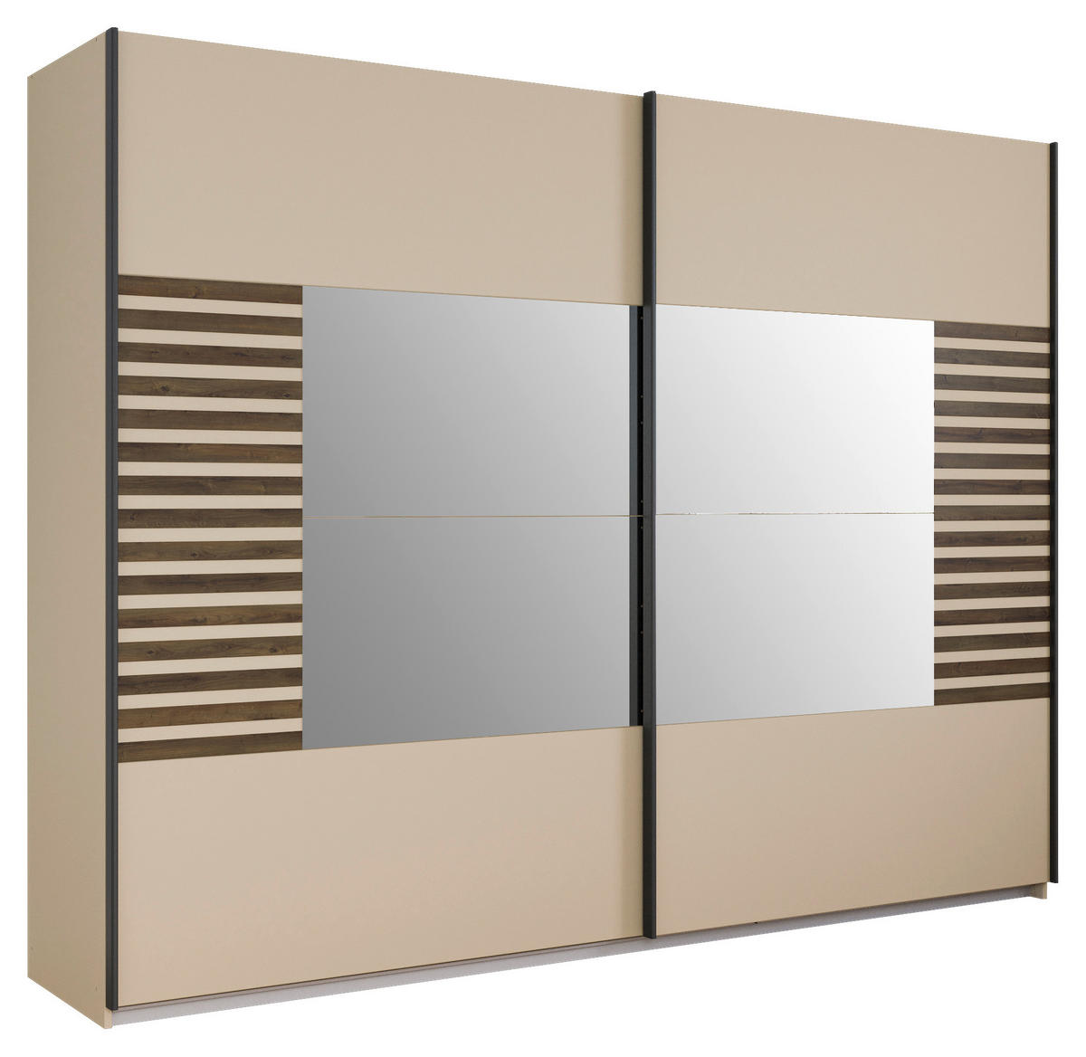 SCHWEBETÜRENSCHRANK in Champagner, Eiche dunkel  - Eiche dunkel/Champagner, Modern, Holzwerkstoff/Metall (271/210/62cm) - Rauch Möbel