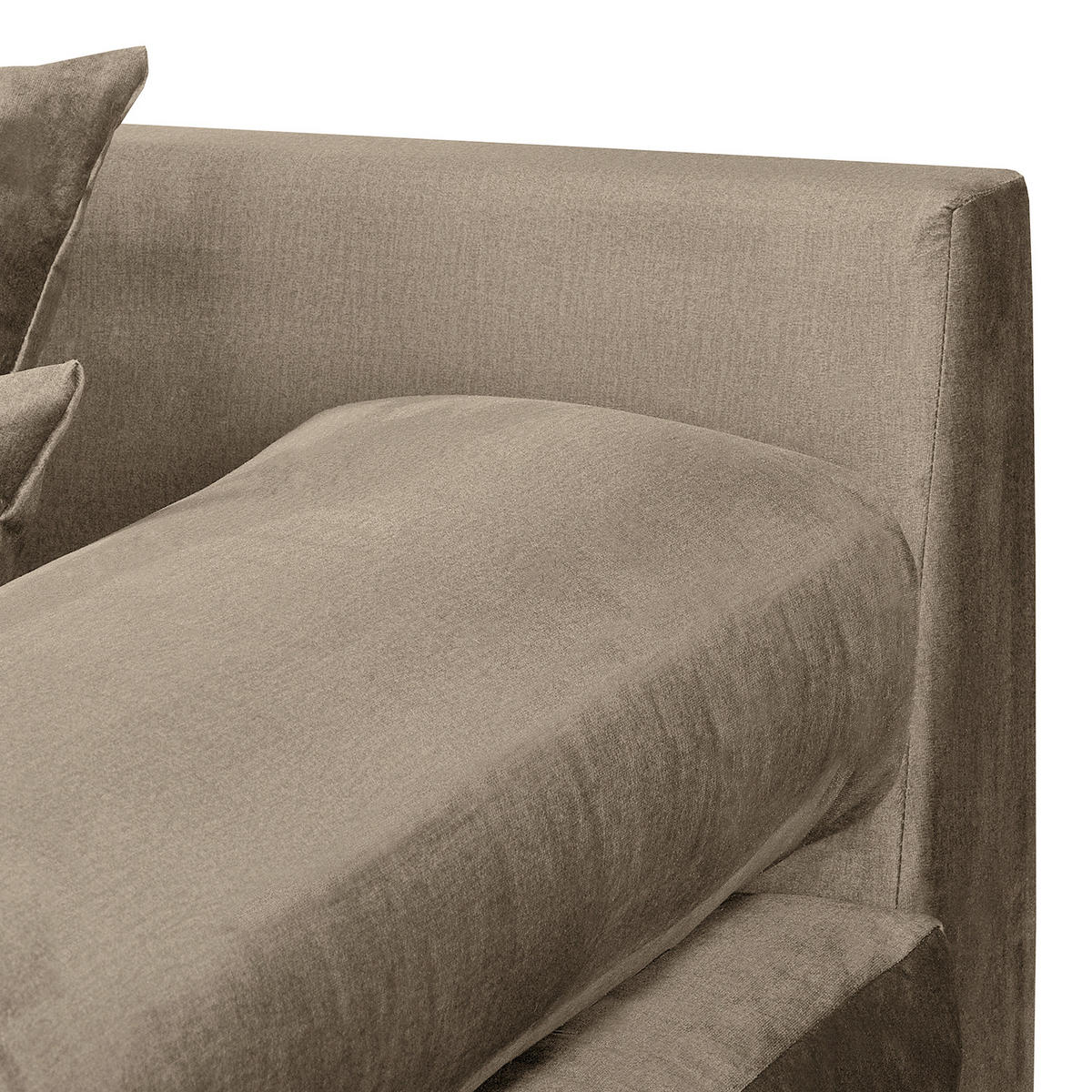 ECKSOFA Naomi in Velours Braun Rückenkissen  284/243 cm  - Schwarz/Braun, Design, Kunststoff/Textil (284/243cm) - P & B