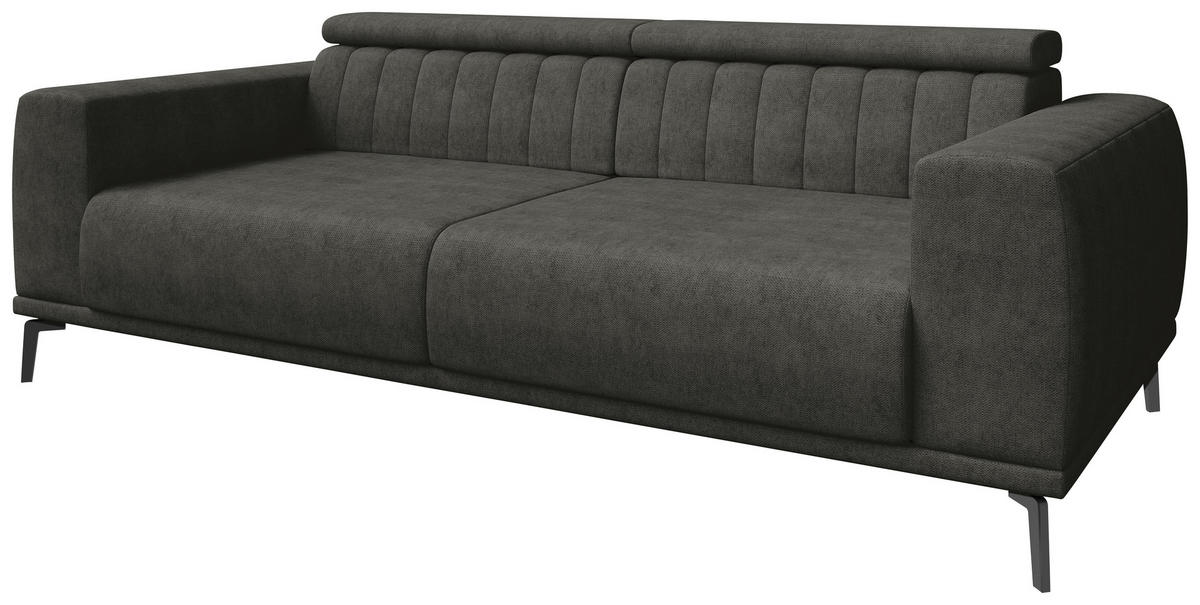 3-SITZER-SOFA Webstoff Dunkelgrau  - Dunkelgrau/Schwarz, KONVENTIONELL, Textil/Metall (240/80/110cm) - Carryhome