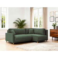 ECKSOFA MILOS Grün Cord Rückenkissen, Bettkasten, Schlaffunktion, Rücken echt  - Naturfarben/Grün, Design, Textil (224/148cm) - P & B