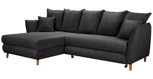 ECKSOFA in Cord Anthrazit  - Eichefarben/Anthrazit, KONVENTIONELL, Holz/Textil (284/162cm) - Carryhome