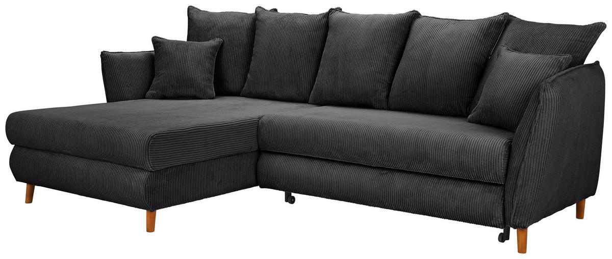 ECKSOFA Anthrazit Cord  - Eichefarben/Anthrazit, KONVENTIONELL, Holz/Textil (162/284cm) - Carryhome
