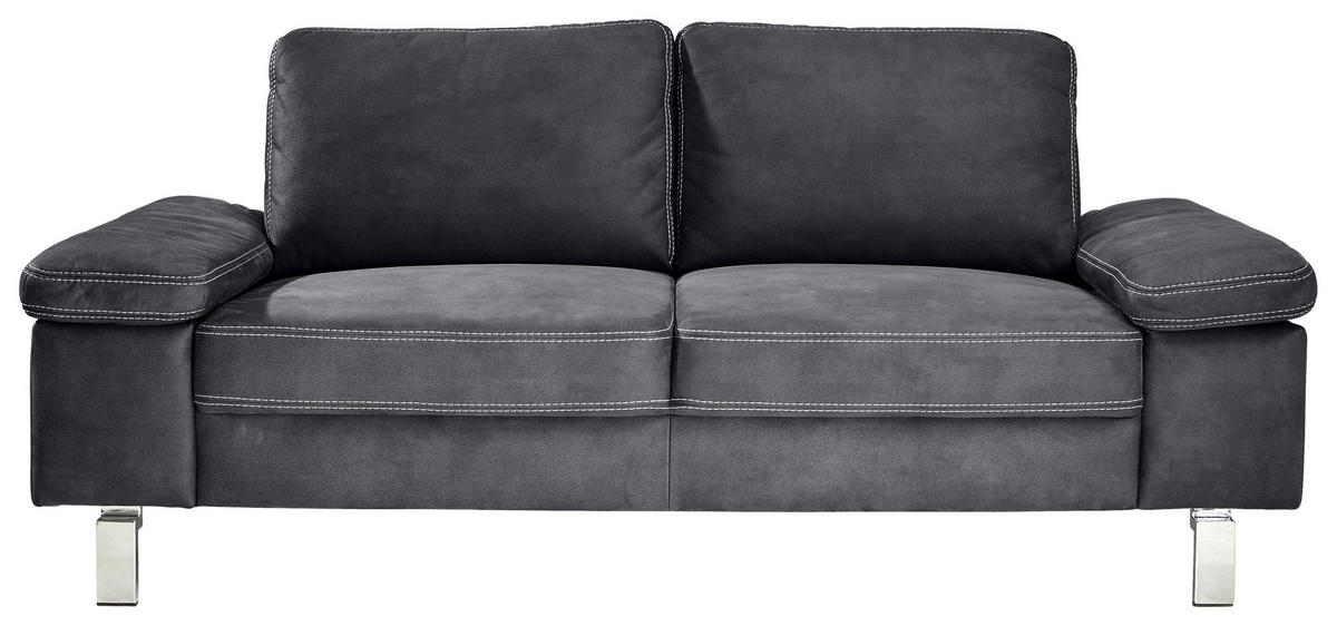 2-SITZER-SOFA in Mikrofaser Grau  - Chromfarben/Beige, Design, Textil/Metall (194/86/97cm) - Hom`in