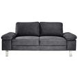 2-SITZER-SOFA in Mikrofaser Grau - Chromfarben/Beige, Design, Textil/Metall (194/86/97cm) - Hom`in