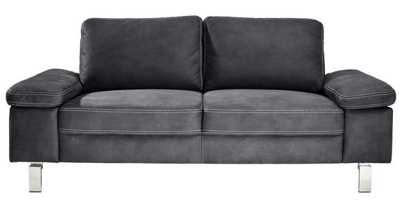 2-SITZER-SOFA in Mikrofaser Grau - Chromfarben/Beige, Design, Textil/Metall (194/86/97cm) - Hom`in