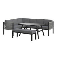 DINING-LOUNGESET 187/241 cm Aluminium  - Dunkelgrau/Anthrazit, Design, Glas/Kunststoff (187/241cm) - Ambia Garden