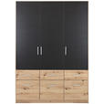 KLEIDERSCHRANK  in Dunkelgrau, Eiche Artisan  - Dunkelgrau/Silberfarben, Design, Holzwerkstoff/Kunststoff (136/197/54cm) - Carryhome