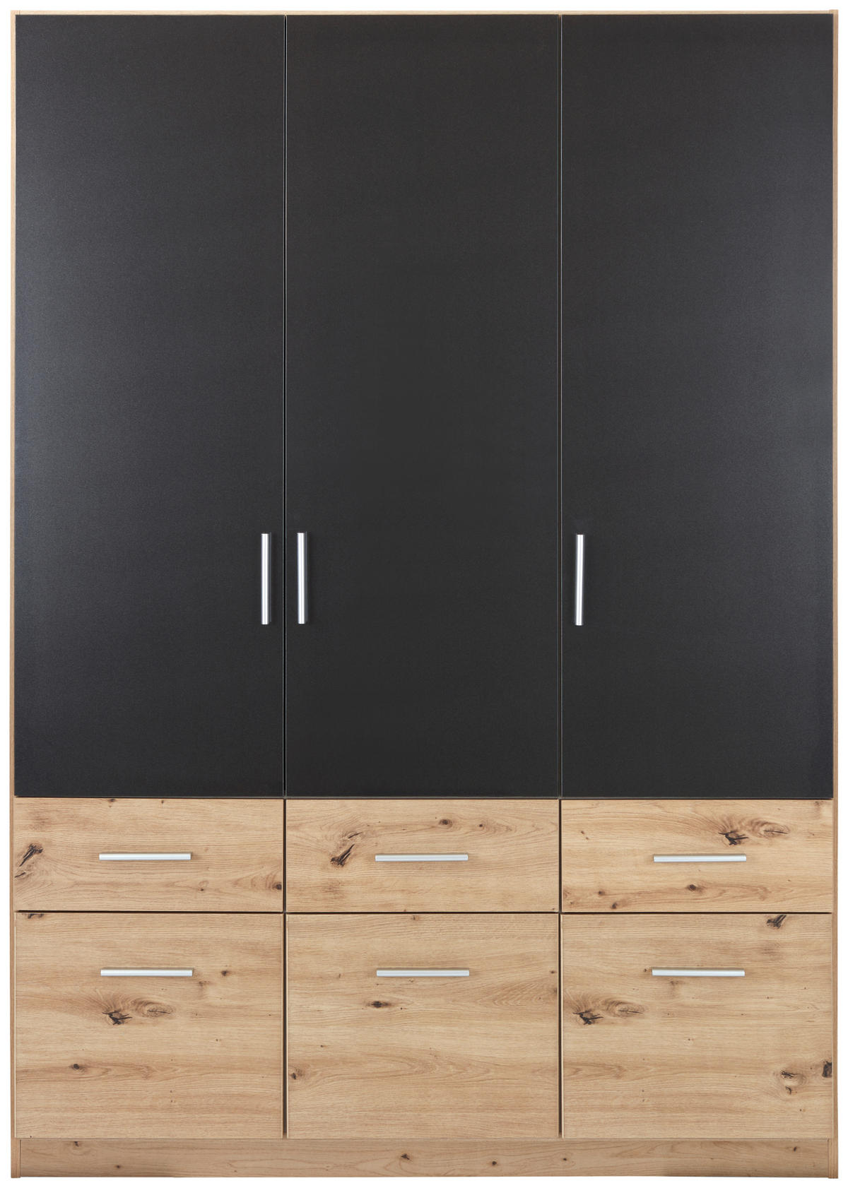 KLEIDERSCHRANK in Dunkelgrau, Eiche Artisan  - Dunkelgrau/Silberfarben, Design, Holzwerkstoff/Kunststoff (136/197/54cm) - Carryhome