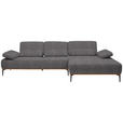 ECKSOFA  in Flachgewebe Grau  314/176 cm  - Schwarz/Grau, Natur, Holz/Textil (314/176cm) - Valnatura