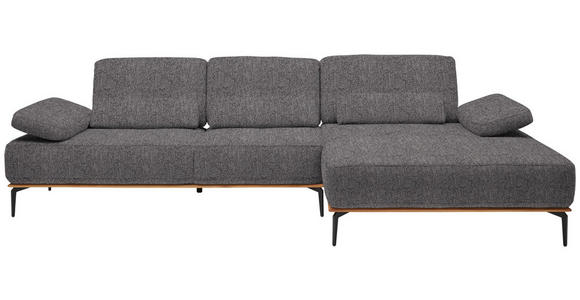 ECKSOFA  in Flachgewebe Grau  314/176 cm  - Schwarz/Grau, Natur, Holz/Textil (314/176cm) - Valnatura