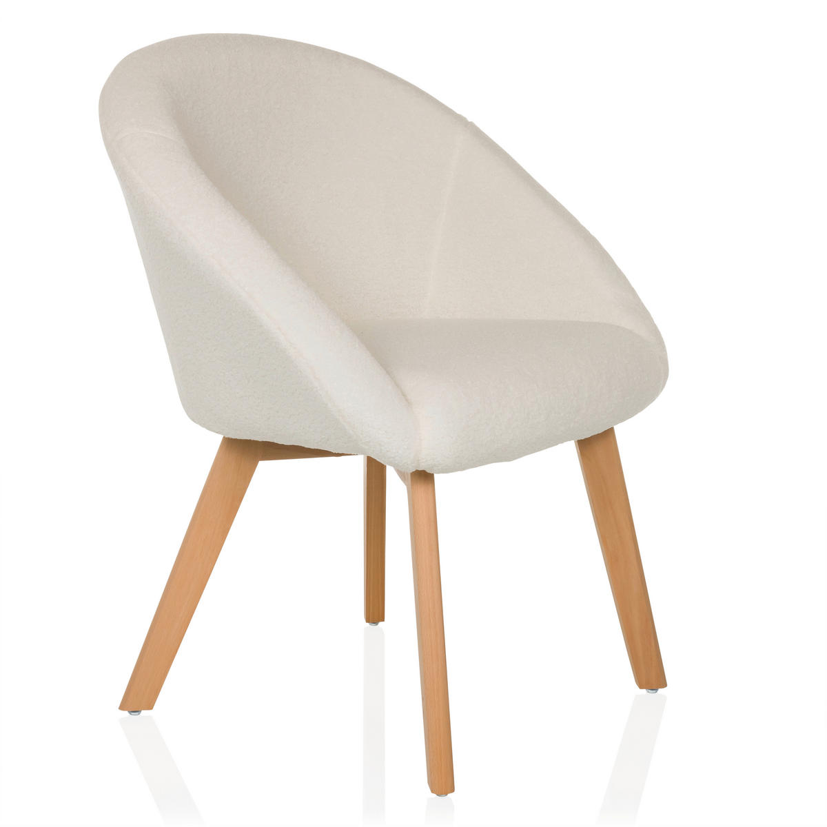 ARMLEHNSTUHL  in Bouclé  - Buchefarben/Weiß, MODERN, Holz/Textil (68/85/62cm) - MID.YOU