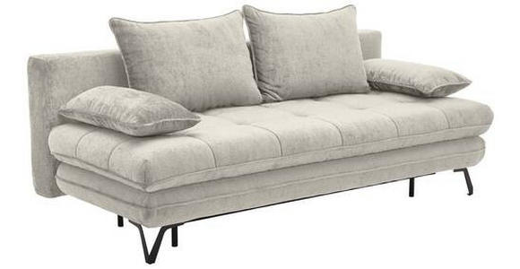 SCHLAFSOFA Samt Creme - Creme/Schwarz, Design, Textil/Metall (205/79-96/85cm) - Novel