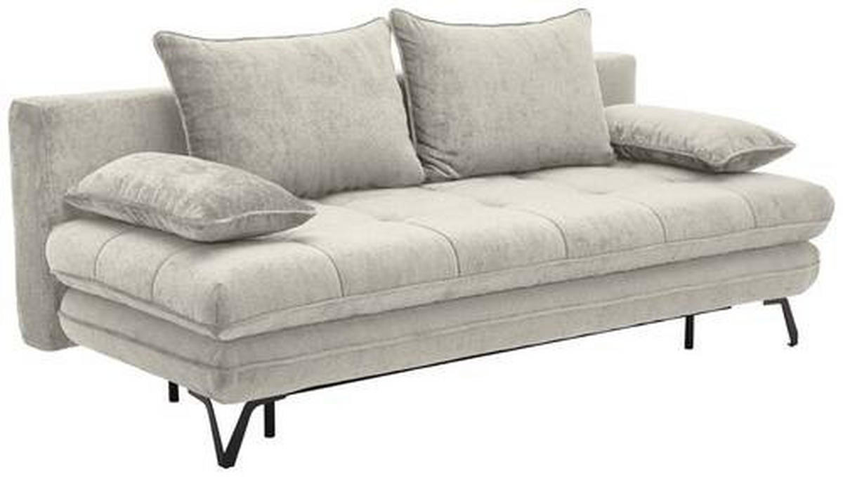SCHLAFSOFA in Samt Creme  - Creme/Schwarz, Design, Textil/Metall (205/79-96/85cm) - Novel