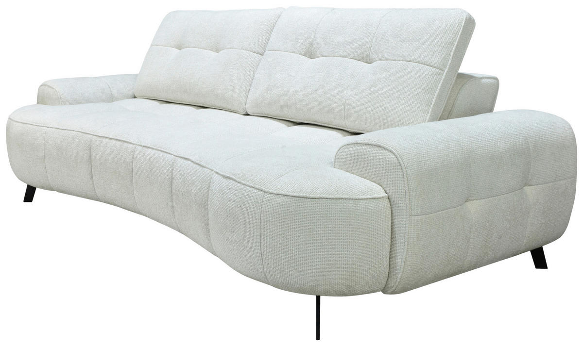 2-SITZER-SOFA Chenille Creme  - Creme/Schwarz, Design, Kunststoff/Textil (230/84/104/111/122cm) - Livetastic