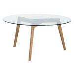 COUCHTISCH in Holz, Glas 90/90/45 cm  - Klar/Eichefarben, Design, Glas/Holz (90/90/45cm) - Carryhome