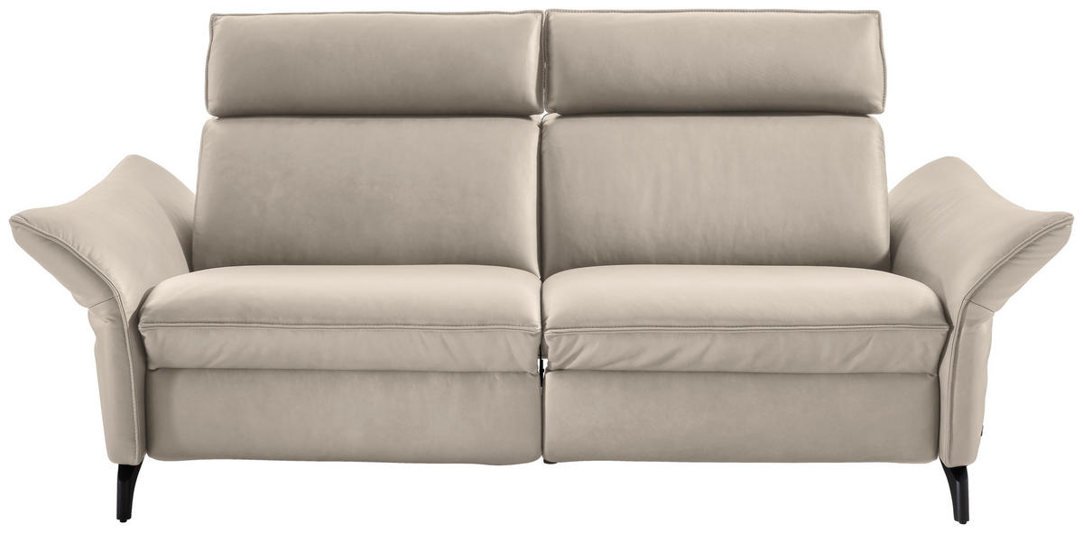 2,5-SITZER  in Echtleder Creme  - Anthrazit/Creme, Design, Leder/Metall (194/94/95cm) - Himolla