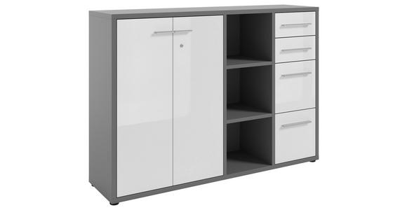 SIDEBOARD Texas  in 154,9/110/40 cm  - Dunkelgrau/Alufarben, MODERN, Glas/Holzwerkstoff (154,9/110/40cm) - Novel