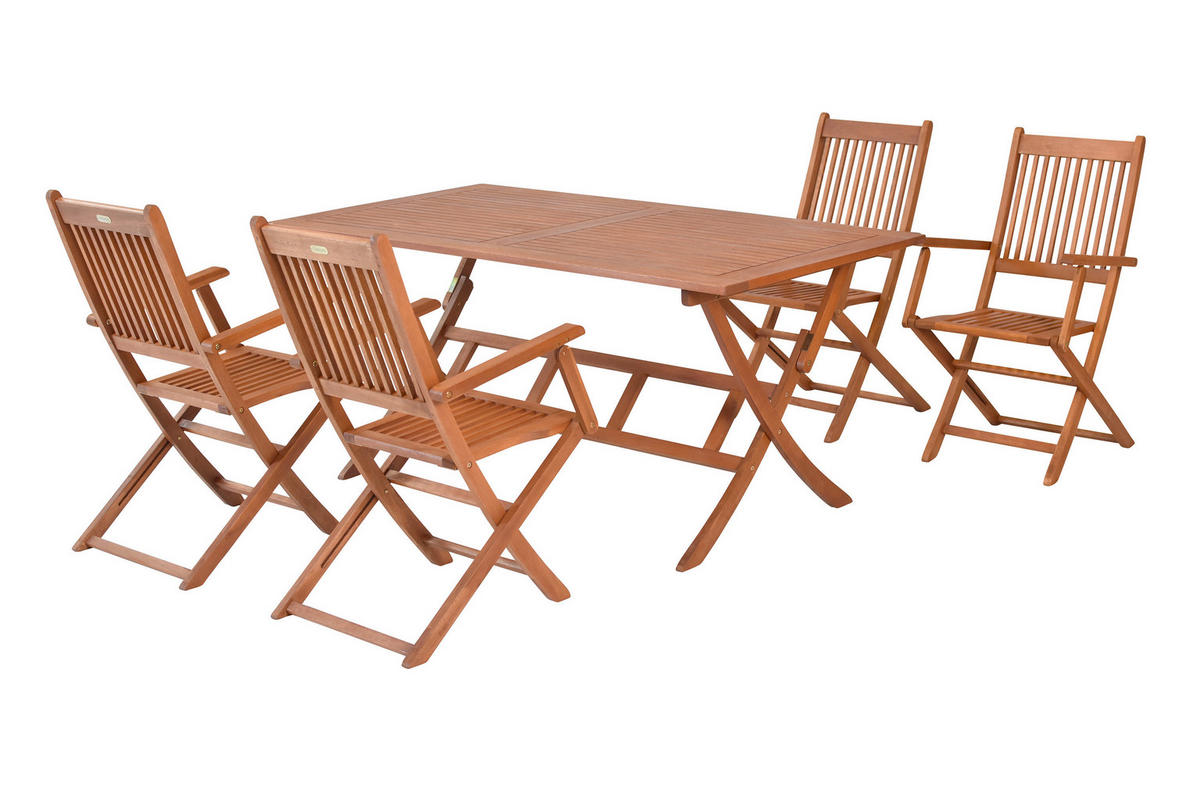 GARTENTISCHGRUPPE EukalyptusholzHartholz  - Eukalyptusholzfarben, KONVENTIONELL, Holz - Gardenson