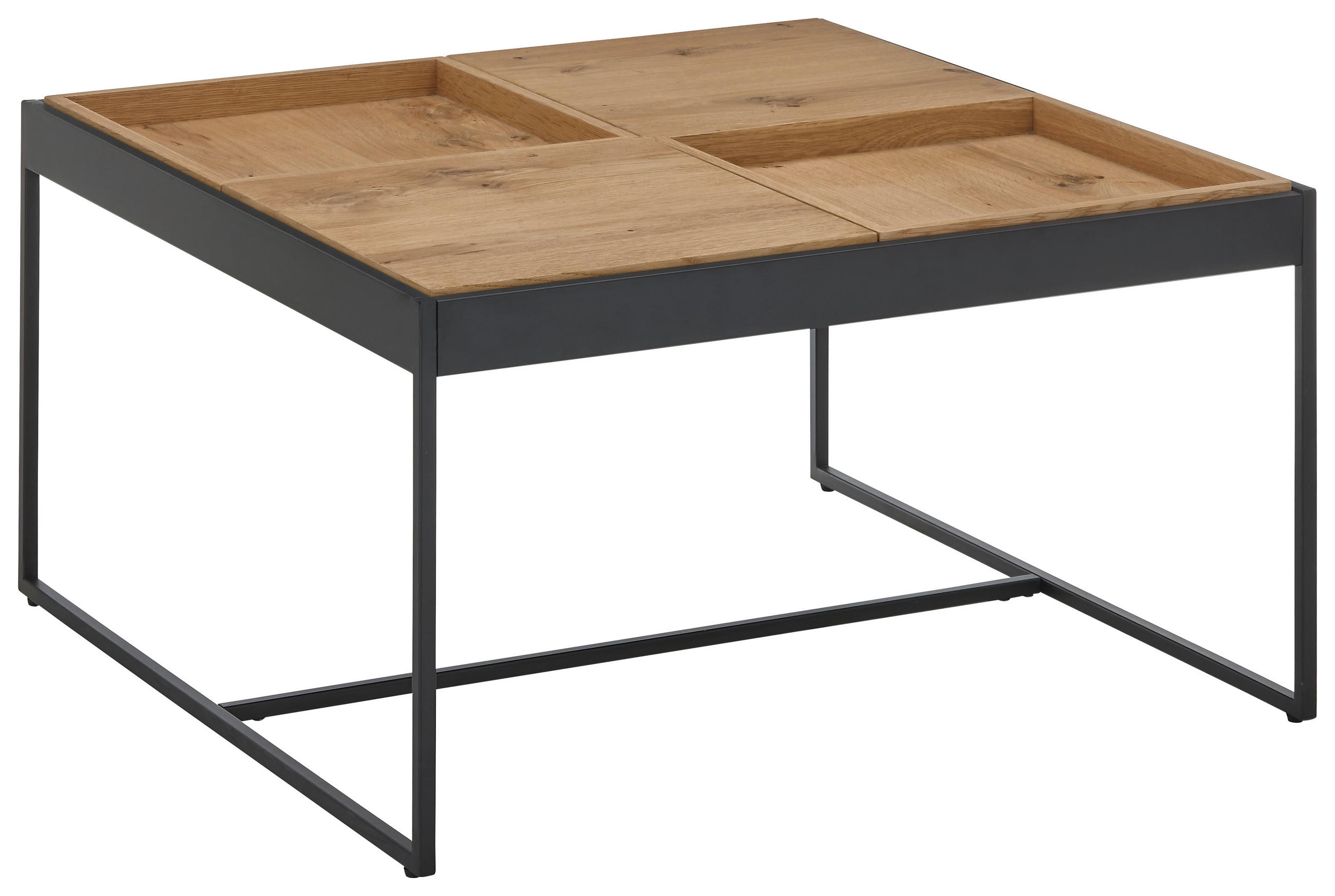 COUCHTISCH in Holz, Metall, Holzwerkstoff 83/83/45 cm  - Eichefarben/Schwarz, Design, Holz/Holzwerkstoff (83/83/45cm) - Novel